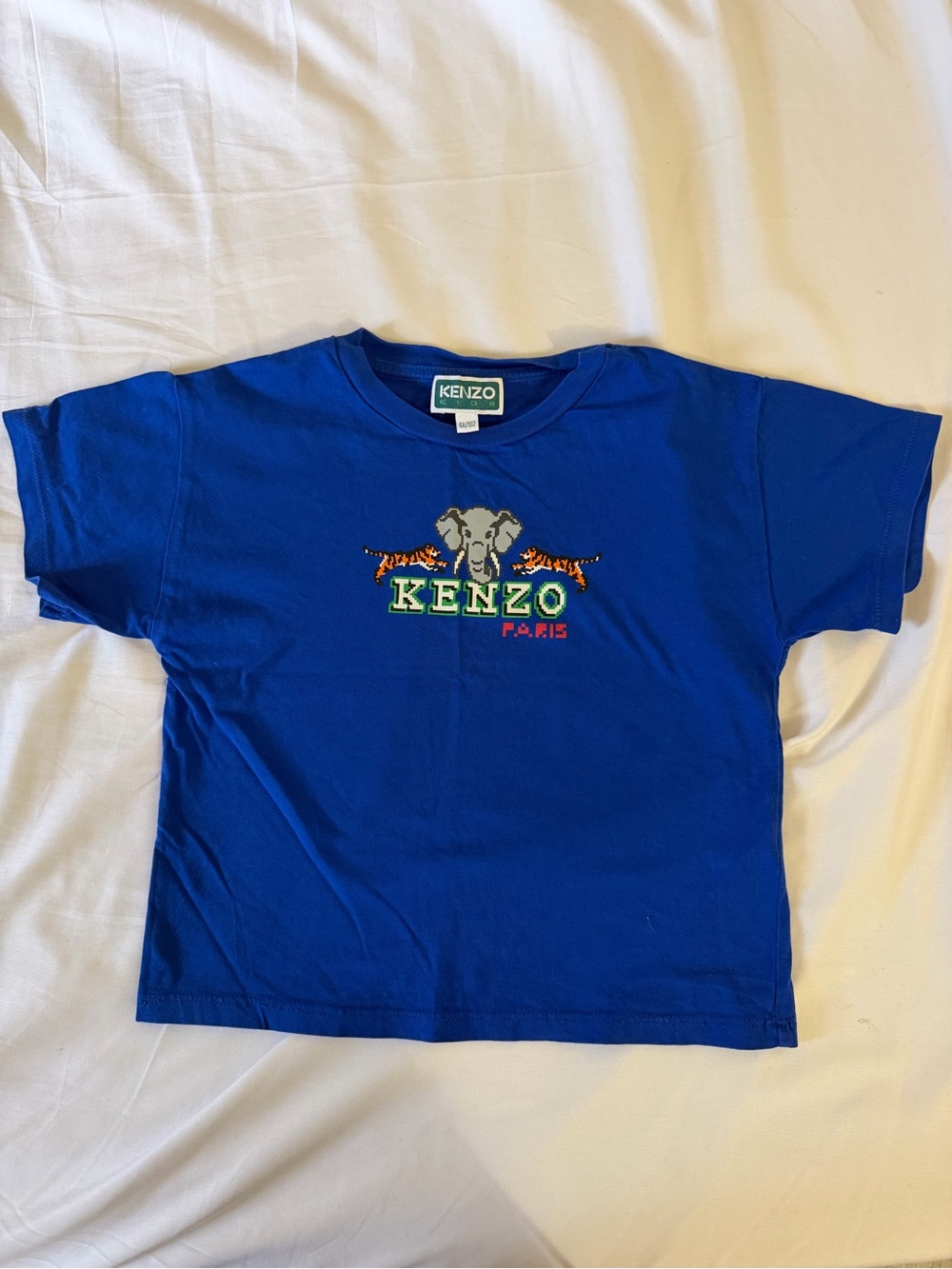Kenzo Kids Royal Blue Elephant & Tiger Logo Tee